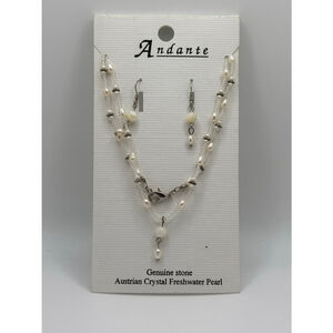 Andante White Pearl Necklace & Earring Set